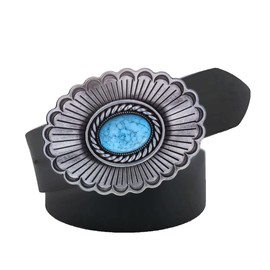 YOQUCOL American Western Cowboy Turquoise Belt Buckle, Vintage Stone Oval Belt Buckle For Men