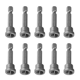 Glomora 10Pcs Screwdriver Bits Set, 50mm/2'' PH2 Magnetic Collar Design Screw Setter Bits for Plasterboard, Positioning Drywall Screw Setter Easy Drywall Installation