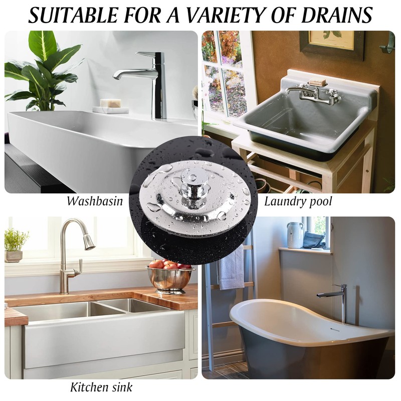 Jiayaus Bath Plug, Stainless Steel Push Type Bath Plug Pop