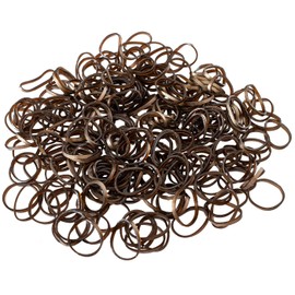 HAARallerliebst Hair Bobbles Rubber Bands Mini Small (250 Pieces | Brown | 1 cm) with Box for Storage (Dark Brown with Gold Rim; Box Colour: White)