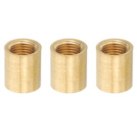 PATIKIL Lamp Pipe Brass Coupling Nut, 3 Pcs 15mm Long M10 Fine Round Thread Sleeve Lamp Pipe Adaptor Rod Connector Hardware for Light Fixture Assembly or Repair, 13mm OD.