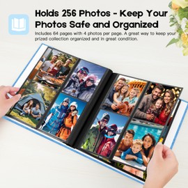 3.5x5 Photo Album, Photo Album 3.5x5 Holds 256 Photos, Linen Cover with Front Window, 3x5 Photo Albums for Wedding Family Baby Anniversary Pictures, Cards (Blue)