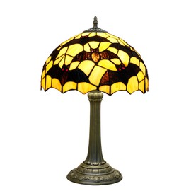 NUODITOS Tiffany Lamp Black Bat Style Stained Glass Table Lamp Vintage Bedroom Bedside Light for Home Dorm Office Art Craft Antique Decor Accent Aesthetic Nightstand Reading Light 12x12x19 Inches