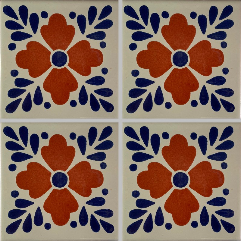 4.2x4.2 9 pcs Terra Tlaquepaque Talavera Mexican Tile