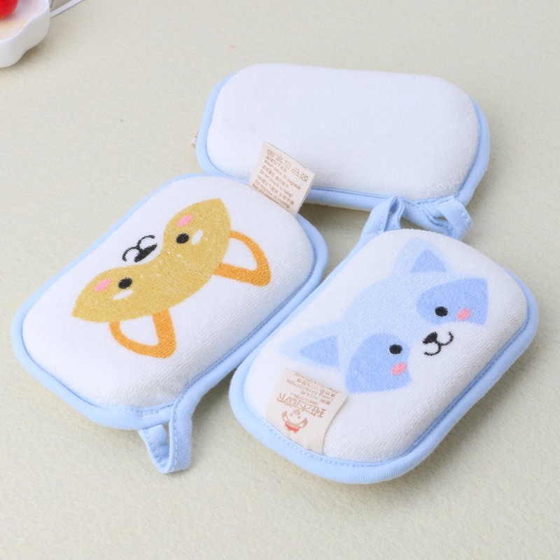LANCHEN Newborn Baby Bath Brushes Baby Shower Sponge Cotton Rubbing