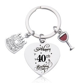Guqqeuc 40th Birthday Keyring for Mom, Dad, Men, Women - Best 40th Bday Gift Ideas for Husband, Wife, Friend, Bestie - Keychain