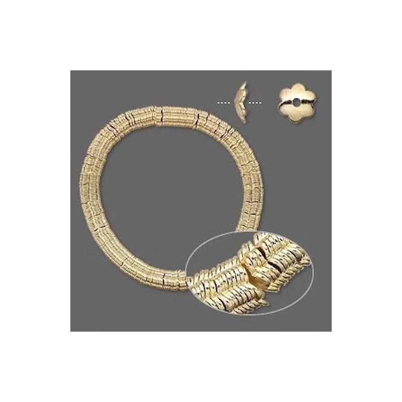 Platinum Gold Plated Steel 6x2mm Smooth Flower Bead Caps to