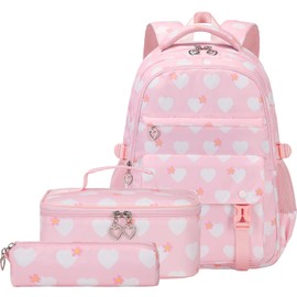 Joyfulife Kids Backpack with Lunch Box, Lightweight Water Resistant Backpack for Girls, Elementary Primary Middle Student School Bags Bookbags Set