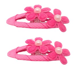 Topkids Accessories 2pc Flower Hair Clips Hair Snap Hair Ties Girls Hair Clips Small Hair Clips Mini Hair Clips Hair Accessories for Women & Girls Hair Accessories (2pc Fuchsia)