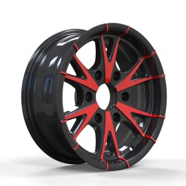 Rhino 1PCS 15x6 6x5.5 Premium Aluminum Trailer Wheel Black+Red Machine Faced Rim
