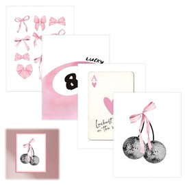Qianeffort Set of 4 Pink Posters for Bedroom Aesthetic,Coquette Room Decor,Pink Room Decor,Cute Room Decor,Preppy Room Decor,Aesthetic Room Decor for Girls Bedroom Living Room(Unframed,8x10in)