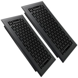 SANYCASA 2 Pack Floor Register 4x10 Inches Heavy Duty Walkable Steel Floor Vents - Matte Black Floor Vent Covers - Ease Adjust Air Flow Direction Floor Registers - Boston Design Air Vents for Room