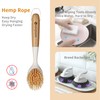 2 Pack Kitchen Dish Brush Bamboo Handle Dish Scrubber Built-in
