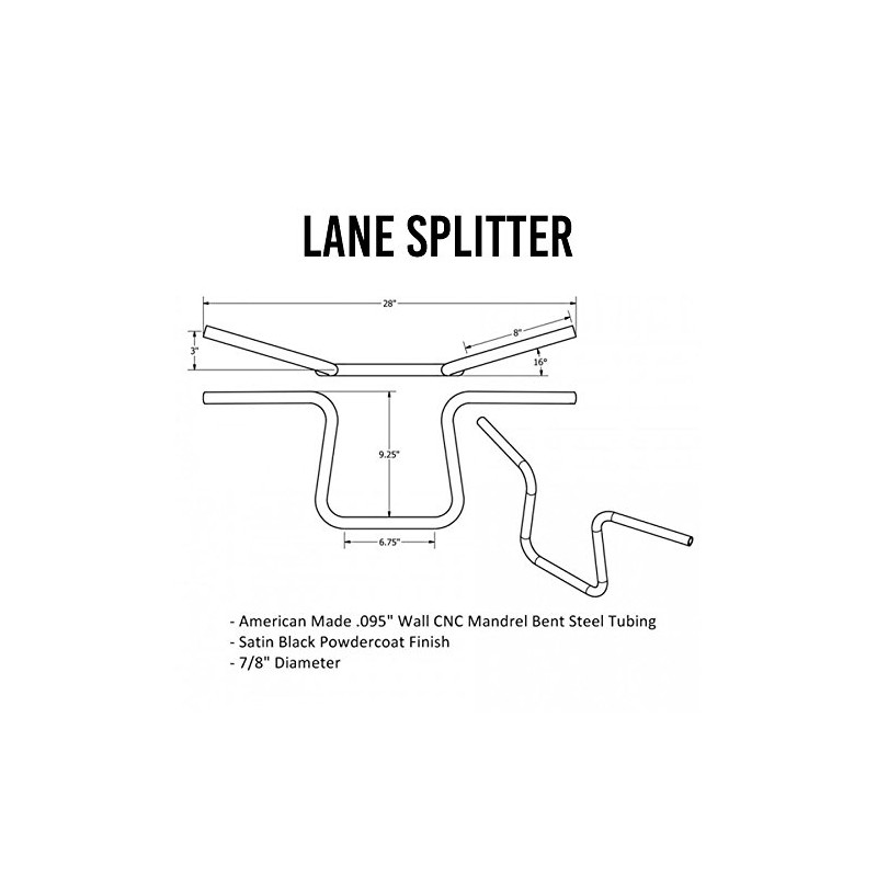 TC Bros. 7/8" Lane Splitter™ Handlebars - 9.25" Rise Black
