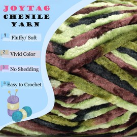 Velvet Chenille Yarn for Crocheting Camouflage Velvet Yarn Fluffy Yarn Plush Yarn Thick Bulky Chunky Chenille Velvet Yarn Soft Baby Blanket Yarn for Crocheting Hand Knitting 100g-Camouflage
