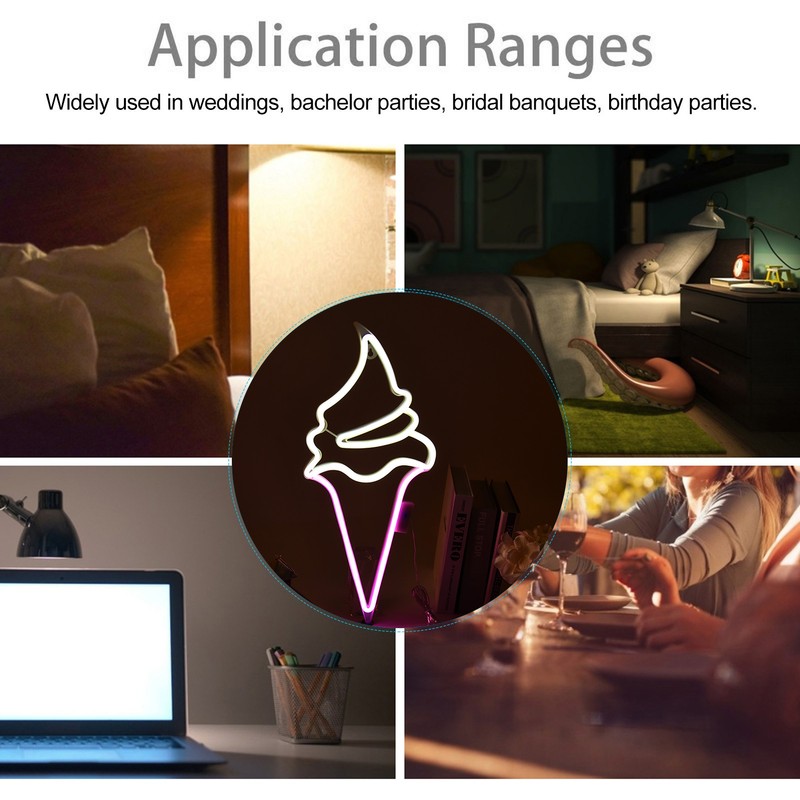 LED Neon Light Ice Cream Waterproof Battery USB Powered Hangable