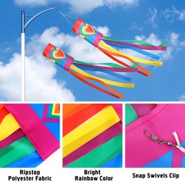 2 Pieces Rainbow Windsock, Colorful Spiral Windsocks Hanging Decoration, 100CM Windsock Flag for Outdoor Garden Patio Backyard Festival Celebrations Decoration