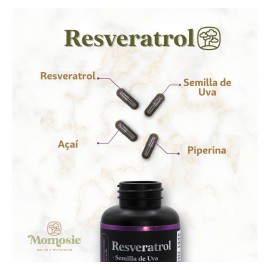 Resveratrol Potenciado Alto contenido en Polifenoles , Con Piperina Para Mejor Absorcin, Acai Y Semilla Uva Antioxidante, 180 Cpsulas Para 3 Meses... 