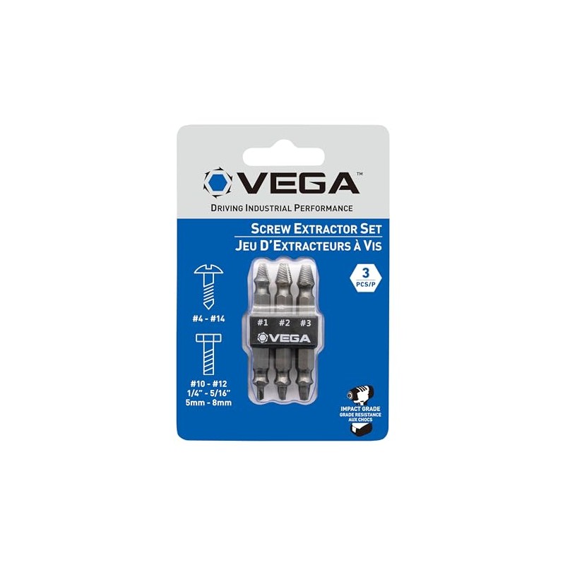 Stripped Screw Exactor Set - Vega Screw Remover & Extractor