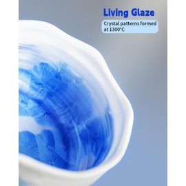 Natural Crystal Flower Matcha Set - 4 Pcs Food Grade Matcha Kit with Spouted Bowl, Matcha Whisk, Scoop and Chasen Holder - Matcha Tea Ceremony Gift for Matcha Lovers (Mist Azure)