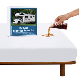 RV King Mattress Protector Waterproof for 72''×80'' up to14'' Depth, Ultra Soft & Breathable Smooth Top Fitted Mattress Cover Skin-Friendly Machine Washable