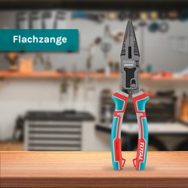TOTAL - Reinforced flat nose pliers - 215mm - Suitable for holding, bending and cutting - Ergonomic non-slip handle - Chrome vanadium construction - Strong and durable