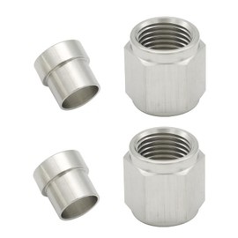 KRD PERFORMANCE Stainless Steel Hardline Fitting 8AN Female Tube Nut and Sleeve for 5/16 (7.9mm) OD alloy Tube Hose Fuel Line Fitting Adapter, Pack of 2