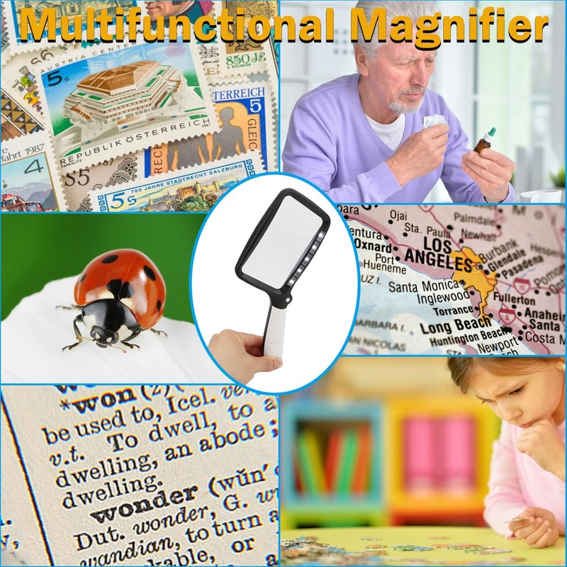 Rongon Magnifying Glass with Light, Illuminated Lighted Handhreld Magnifier, 2X