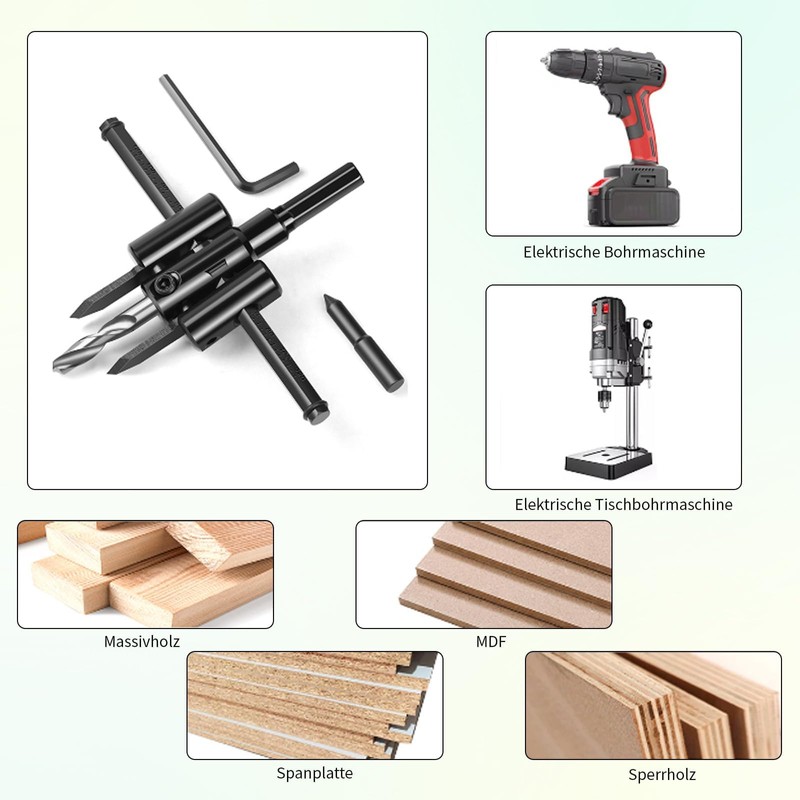 VZU Adjustable Circle Cutter, Adjustable Hole Saws for Diameter 30-300