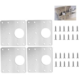 Placa De Reparación Bisagras Gabinete, 4 Piezas Kit Repuesto Soporte Bisagra Puerta Acero Inoxidable Para Cocina, Armario, Muebles, Fácil Instalación Con Tornillos Montaje