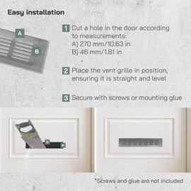 Vent Systems 300 x 60 mm / 12" x 2.4" Inch Air Supply Ventilation Grille - Pack of 2 - Silver Aluminium Rectangle Intake/Exhaust Grate - HVAC Register Cover for Floor, Wall, Door Duct