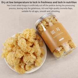 Hee Creek White Snow Fungus Mushroom 4.23oz / 120g Rootless Dried Snow Fungus Tremella Fuciformis Mushroom, 去根白银耳 特级雪银耳