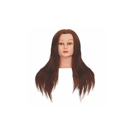 Cabezote de Maniquí Letmex: Cabello Natural Castaño Oscuro, 18'' (46cm) de Largo, Resistencia Máxima al Calor 180°C, Resistencia a Tintes Volúmenes 10, 20 y 30". Ideal para el entrenamiento de peluquería