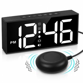 Vibrating Alarm Clock for Heavy Sleepers – Large LED Display with Bed Shaker for Bedroom Wake-Up
