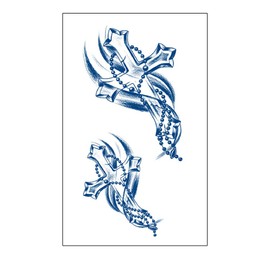 2 Blätter Temporary Kreuz mit Rosenkranz Tattoo Semi-permanente Tattoos Langhaltende Tattoos GZ164x2