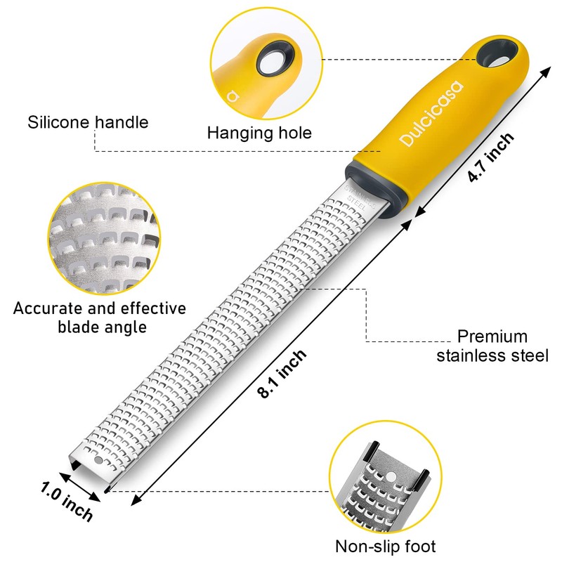 Dulcicasa Classic Zester and Grater - Professional Kitchen Lemon Zester
