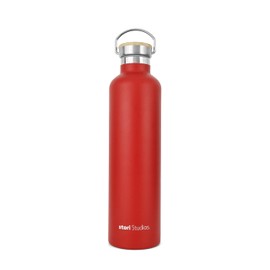 Stori Studios Vacuum Insulated Metal Water Bottle Red 1000 ml(33oz), Stainless Steel Water Bottle, BPA Free Standard Mouth Flask, Double Wall Insulated Water Bottles for Travel, Work & Gym