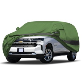 Jurmon Heavy Duty Outdoor Car Cover Intended for Chevy Suburban,Waterproof All Weather for Automobiles, Outdoor Full Cover Rain Sun UV Protection with Zipper Cotton