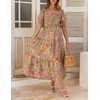 ZESICA Women's 2025 Summer Boho Floral Print Square Neck Ruffle