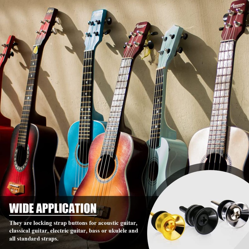 Guitar Strap Locks Buttons Metal End Pins with Mounting Screws