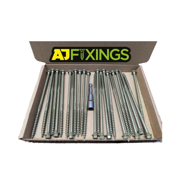 Box 25 - AJFixings Timber Hex Head Exterior Green Decking