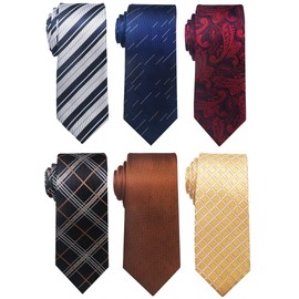 Passabin - Juego de corbatas tejidas para hombre, 6 unidades, Rojo, café, dorado, azul, verde oscuro, paisley, 2.95 inches*57.5 inches