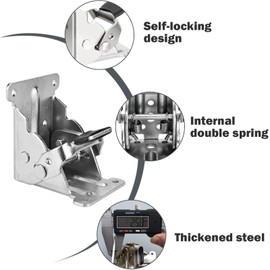 Folding Hinge, Pack of 4 Table Legs, Folding Locking Table Legs, Support Bracket, Folding Console, Hinges, Cabinet, 90 Degree, Foldable for Table, Bed, Screw-On Hinge Cabinet Hinge