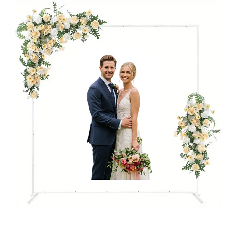 Nicecho White Square Wedding Arch hanging Flower Strong Stand for