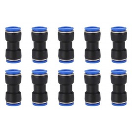Rurumi Air Hose One-Touch Pipe Fittings, Set of 10, Union Straight Quick Fittings, Plastic, 2-Way Air Connector Adapter (0.2 - 0.2 inches (6 - 6 mm)