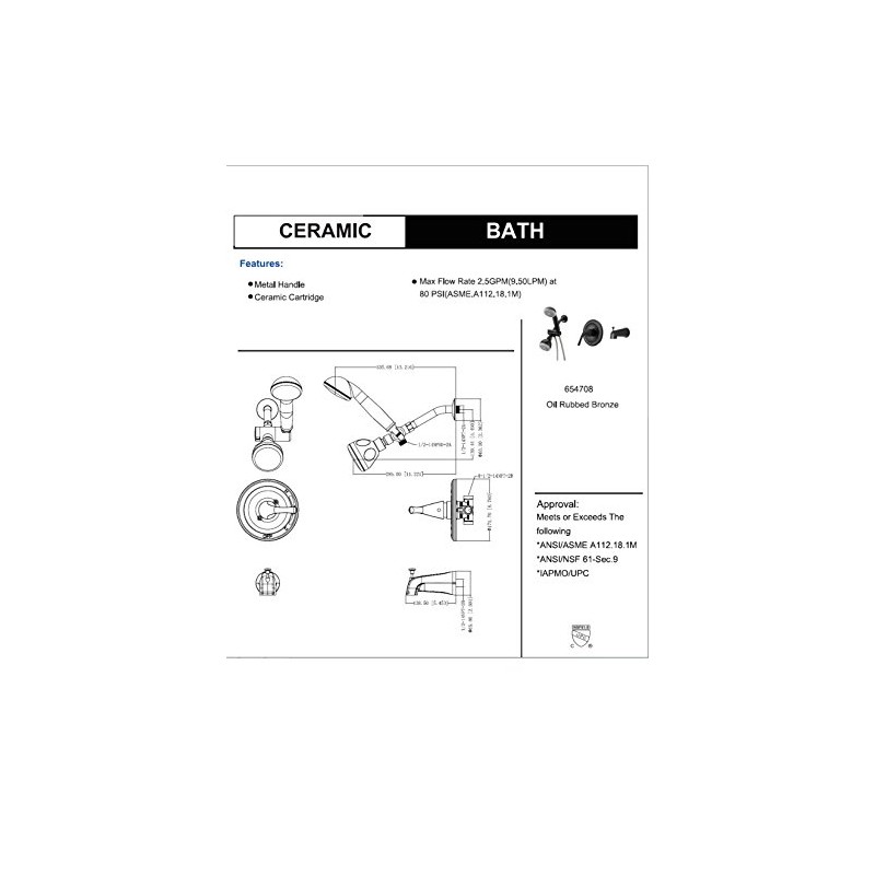Designers Impressions 654708 Oil Rubbed Bronze Tub Shower Combo Faucet