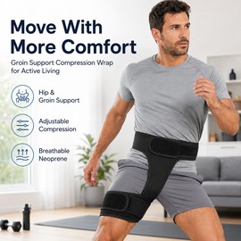 Groin Compression Wrap for Hip & Thigh Support – Adjustable Neoprene Brace for Daily Movement