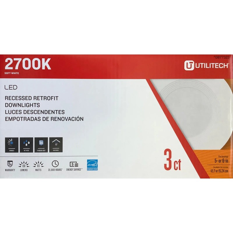 Utilitech 3 LED Utilitech 5" or 6" Rim 650 Lumens