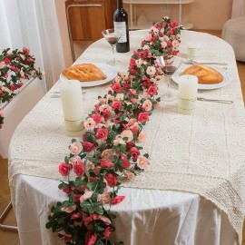 MARTINE MALL Flower Garland - 5 Strand 41Ft Rose Vines for Bedroom Decor, Pink