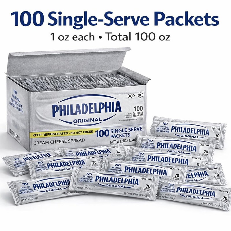 Prompt Prep Philadephia Original Cream Cheese Pouches – 100 Pouches